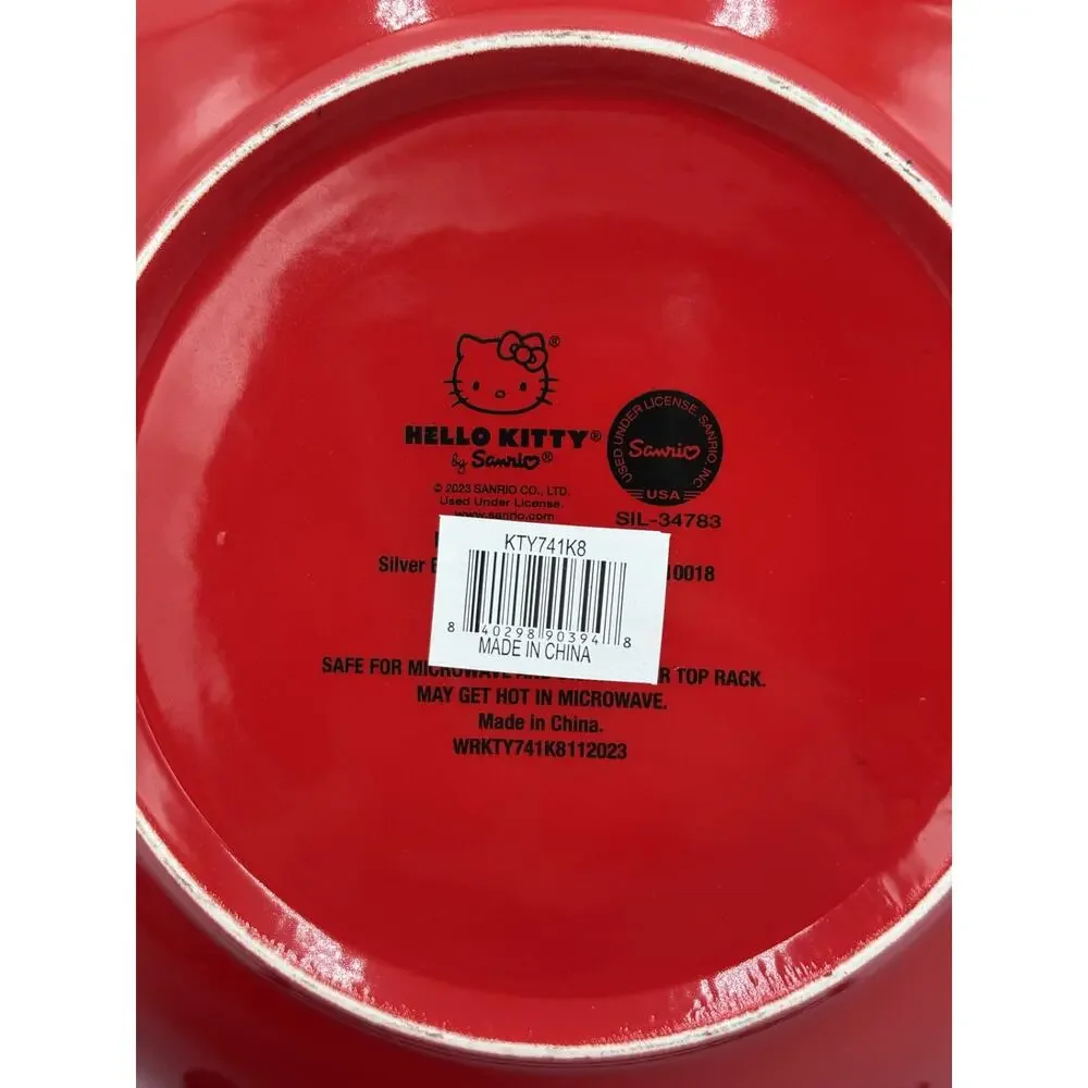 Hello Kitty Set of 4 Cereal Soup Bowls Sanrio 2023 Red White 8